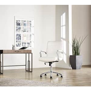 Realspace Modern Comfort Winsley Bonded Leather Mid-Back Managers Chair, White/silver for $195