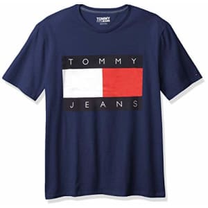 Tommy Hilfiger Men's Tommy Jeans Short Sleeve Logo T Shirt, Black IRIS-PT, SM for $18