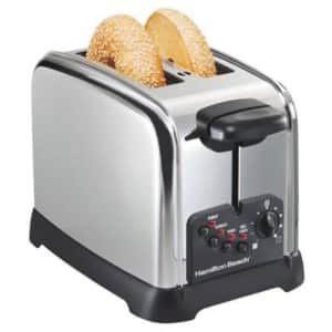 Hamilton Beach Classic Chrome 2 Slice Extra Wide Slot Toaster with Bagel and Defrost Settings, for $50