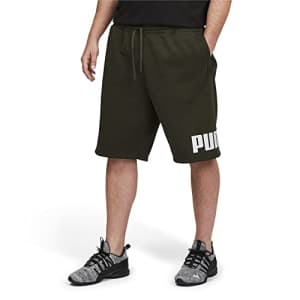 PUMA Men's Big & Tall Essentials Big Logo Fleece 10" Shorts, Forest Night, XX-Large for $14