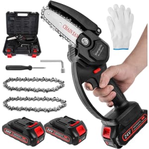 Shengsite 4" Cordless Mini Chainsaw for $35