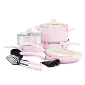 GreenLife Soft Grip Healthy Ceramic Nonstick Pink Cookware Pots and Pans Set, 12-Piece for $147