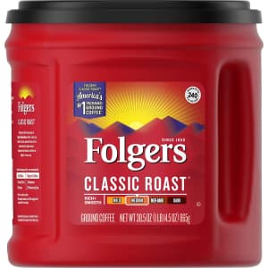 Folgers 30.5-oz. Classic Roast Ground Coffee for $5 Folgers 30.5-oz. Classic Roast Ground Coffee for $5
