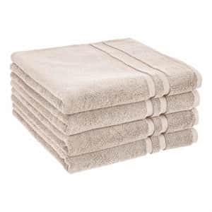 Amazon Basics GOTS Certified Organic Cotton Bath Towel - 4-Pack, Delicate Fawn for $35