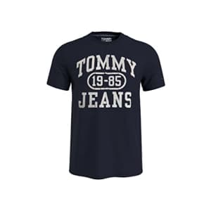 Tommy Hilfiger Men's Tommy Jeans Short Sleeve T-Shirt, Dark Navy, XL for $21