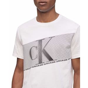 Calvin Klein Men's Ck Fashion Logo Short Sleeve Crew Neck T-Shirt, White Flash Stripe, Small for $14 Calvin Klein Men's Ck Fashion Logo Short Sleeve Crew Neck T-Shirt, White Flash Stripe, Small for $14