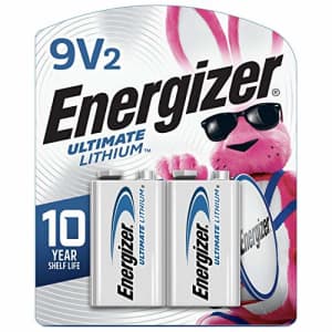 Energizer 9V Batteries, Ultimate Lithium, 2 Count for $18 Energizer 9V Batteries, Ultimate Lithium, 2 Count for $18
