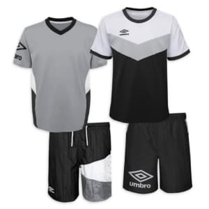 Umbro Boys' Retro Diamond Soccer Jerseys and Shorts 4-Piece Outfit Set for $7