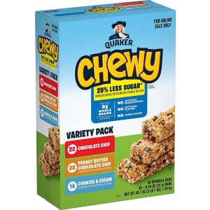 Quaker Chewy Lower Sugar Variety Granola Bars 58-Pack for $12 via Sub & Save Quaker Chewy Lower Sugar Variety Granola Bars 58-Pack for $12 via Sub & Save