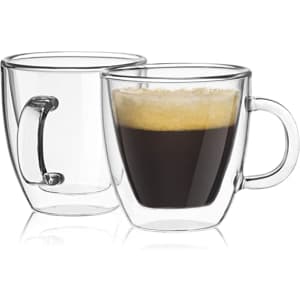 JoyJolt Savor 2-Piece Double-Wall Glass Espresso Mug Set for $14