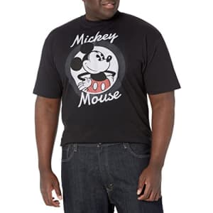 Disney Big & Tall Classic Mickey Mouse 28 Men's Tops Short Sleeve Tee Shirt, Black, XX-Large Tall for $13