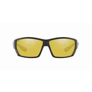 Costa Del Mar Men's Tuna Alley 580G Polarized Rectangular Sunglasses, Black/Sunrise Silver Mirrored for $251