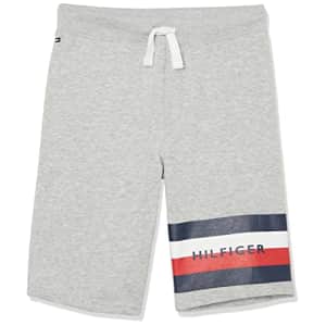 Tommy Hilfiger Boys' Big Drawstring Pull On Short, Colorblock Stripe Grey Heather 22, 8-10 for $17