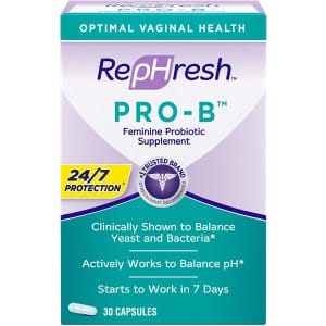Rephresh Pro-B Feminine Probiotic Supplement 30-Capsule Bottle for $24 Rephresh Pro-B Feminine Probiotic Supplement 30-Capsule Bottle for $24