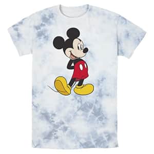 Disney Characters Traditional Mickey Young Men's Short Sleeve Tee Shirt, White/Blue, XX-Large for $8