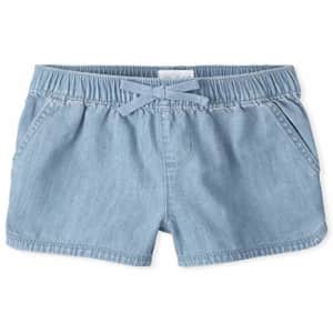 The Children's Place Girls' Slim Denim Pull On Shorts, LT 90S BLU WSH, 4S for $10