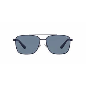 Polo Ralph Lauren Men's PH3137 Square Sunglasses, Matte Navy Blue/Dark Blue, 59 mm for $109