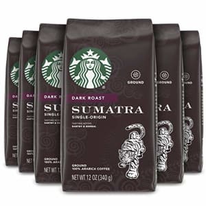 Starbucks Dark Roast Ground Coffee Sumatra 100% Arabica 6 bags (12 oz. each) for $36
