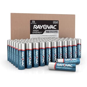 Rayovac AA Alkaline Batteries 72-Pack for $39