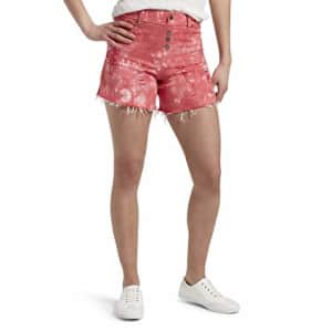 HUE Women's Ultra Soft Denim High Waist Shorts, Red Hot - Tie Dye, Small for $20 HUE Women's Ultra Soft Denim High Waist Shorts, Red Hot - Tie Dye, Small for $20