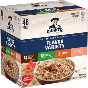 Quaker Oats Quaker Instant Oatmeal 4-Flavor Variety 48-Pack for $11 via Sub & Save Quaker Oats Quaker Instant Oatmeal 4-Flavor Variety 48-Pack for $11 via Sub & Save