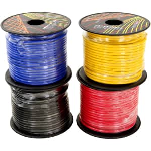 GS Power 100-Foot 14 Gauge Primary Wire 4-Pack for $10