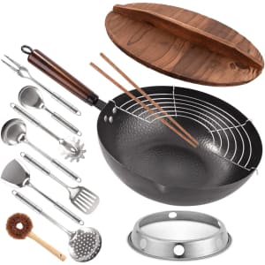 KBT 13-Piece Carbon Steel Wok and Accessories for $27