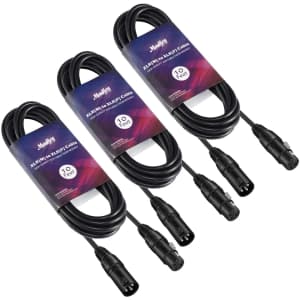 Moukey 10-Foot XLR Cable 3-Pack for $13