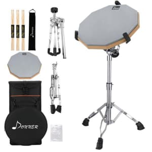 Donner Practice Drum Pad Kit w/ Stand for $38 Donner Practice Drum Pad Kit w/ Stand for $38