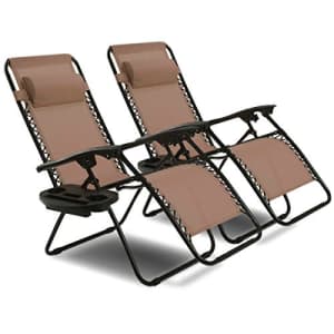 Goplus Zero Gravity Chair Set 2 Pack Adjustable Folding Lounge Recliners for Patio Outdoor Yard for $110