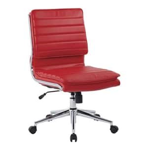 Office Star Faux Leather Armless Mid Back Managers Chair with Chrome Base, Red for $240 Office Star Faux Leather Armless Mid Back Managers Chair with Chrome Base, Red for $240