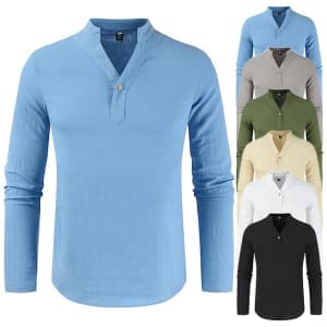Men's Henley Shirt: 2 for $18