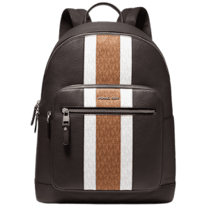 Michael Kors Men's Hudson Pebbled Leather and Logo Stripe Backpack for $179