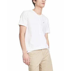 Tommy Hilfiger Men's Short Sleeve V Neck T Shirt, Bright White, XS for $15