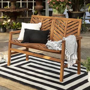 Walker Edison Furniture Company AZW48VINLSBR Outdoor Patio Wood Chevron Loveseat Chair All Weather for $229