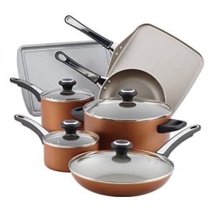 Farberware High Performance Nonstick Cookware Pots and Pans Set Dishwasher Safe, 17 Piece, Copper for $85