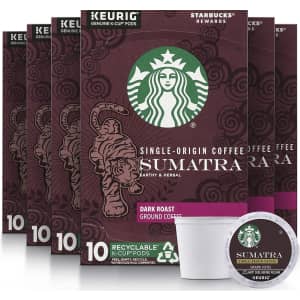 Starbucks Dark Roast Sumatra 60-Count K-Cup Coffee Pods for $24 via Sub & Save Starbucks Dark Roast Sumatra 60-Count K-Cup Coffee Pods for $24 via Sub & Save