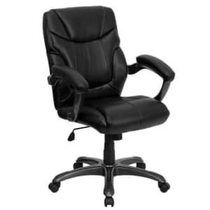 Flash Furniture Mid-Back Black LeatherSoft Overstuffed Swivel Task Ergonomic Office Chair with Arms for $166 Flash Furniture Mid-Back Black LeatherSoft Overstuffed Swivel Task Ergonomic Office Chair with Arms for $166