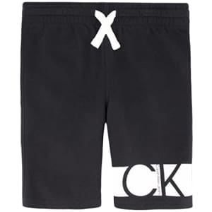 Calvin Klein Boys' Little Logo Waistband Sweat Short, Black 22, 4 for $14