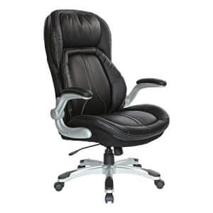 Office Star Bonded Leather Executive Chair with Padded Flip Arms and Silver Base, Black for $573 Office Star Bonded Leather Executive Chair with Padded Flip Arms and Silver Base, Black for $573