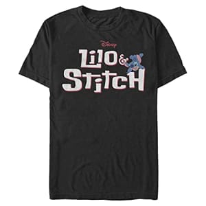 Disney Men's Lilo & Stitch Stitch with Logo T-Shirt, Black, Small for $16