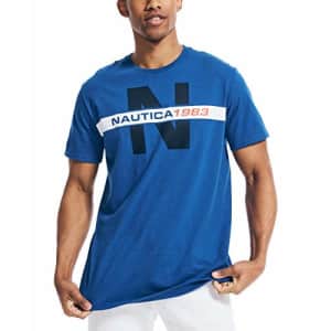 Nautica mens Nautica Men's Short Sleeve 100% Cotton Nautical Series Graphic Tee T Shirt, Bright for $15