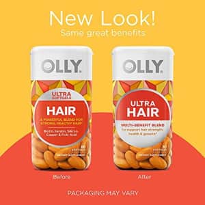 OLLY Ultra Strength Hair Softgels, Supports Hair Strength, Health and Growth, Biotin, Keratin, for $20