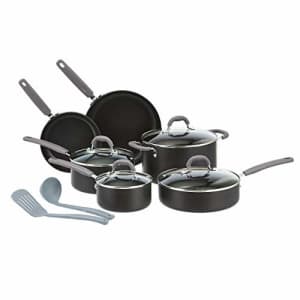 Amazon Basics Hard Anodized Non-Stick 12-Piece Cookware Set, Grey - Pots, Pans and Utensils for $81