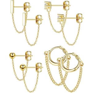 Yadoca Chain Stud Earrings 4-Pack for $15