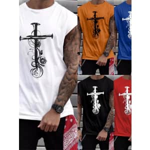 Men's Graphic Cross Cap-Sleeve T-Shirt: 2 for $13 in cart