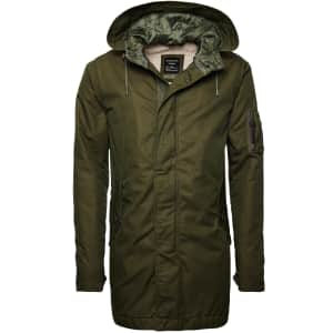 Superdry Mens Service Midweight Parka Coat for $55