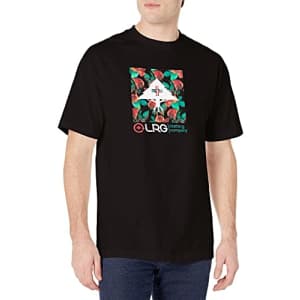 LRG Men's Short Sleeve Logo Design T-Shirt, Black/Flowers, M for $26