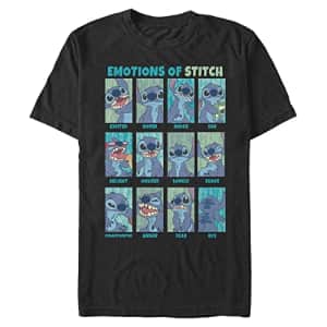 Disney Big & Tall Lilo & Stitch Stitch Emotion Men's Tops Short Sleeve Tee Shirt, Black, XX-Large for $19