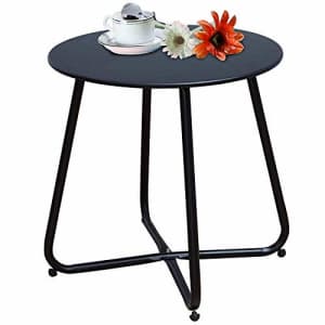 Grand Patio Steel Patio Side Table, Weather Resistant Outdoor Round End Table, Black for $40